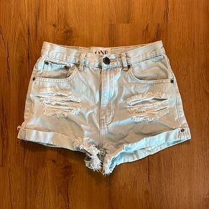 Free People Distressed Denim Shorts